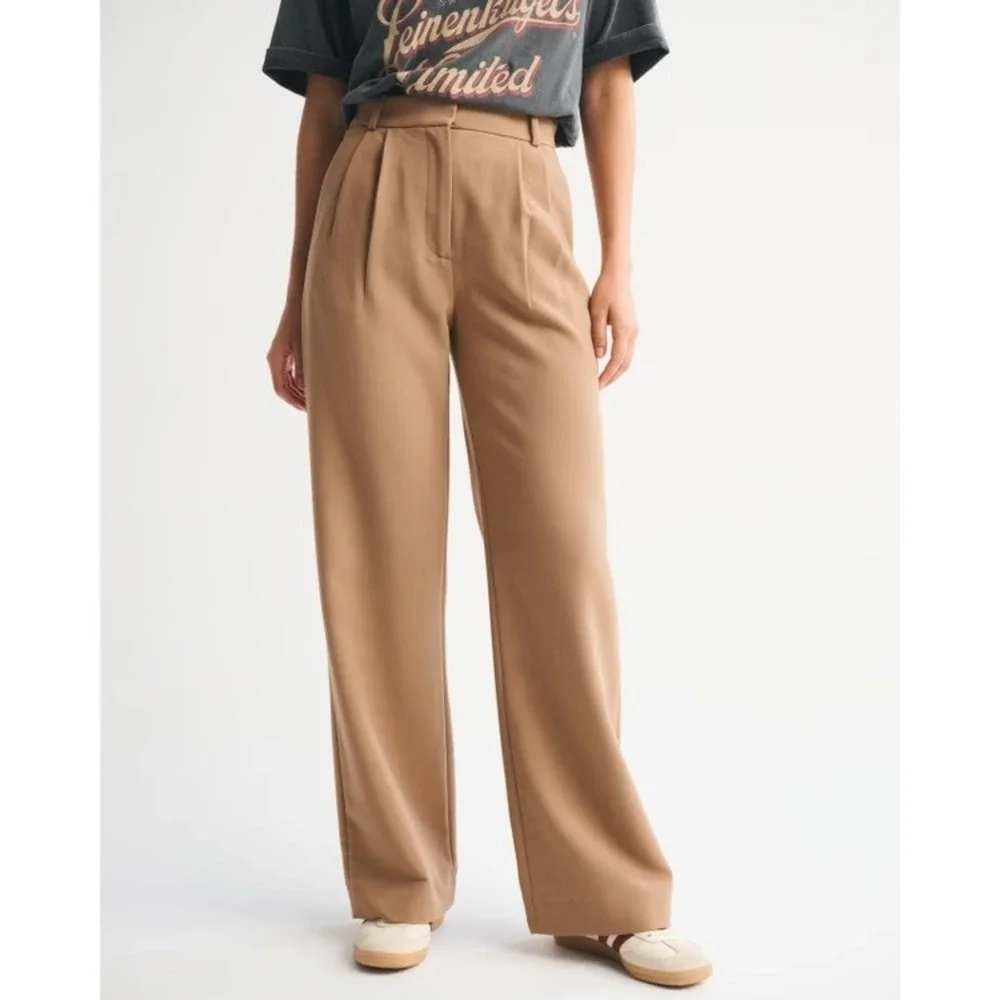 Abercrombie & Fitch Tan Brown Sloane Tailored Wide Leg Pants Trouser Size 10L
